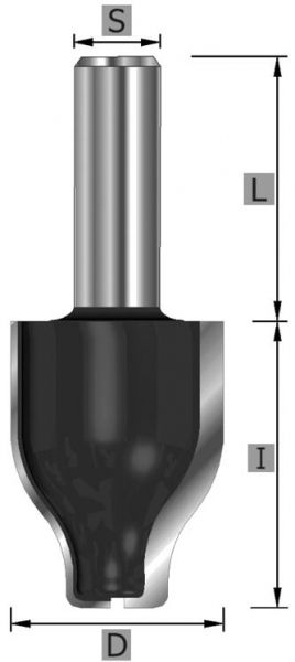 HW-Abplattfräser Z2 vertikal Typ "A", S12 x 82 mm