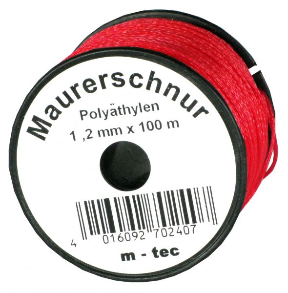Lot-Maurerschnur 100 m, Ø-1,2 mm, rot, Polyäthylen