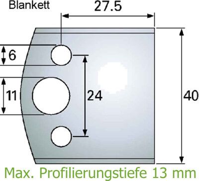HS-Profilmesser P196, Blankett 27,5 x 40 x 4 mm
