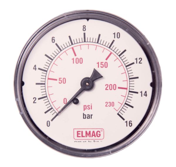 Druckmanometer 0-16 bar D: 63 mm, 1/4 Zoll AG hint