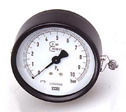 Druckmanometer 0 - 10 bar geeicht Ø 80 mm, Ø 1/4 