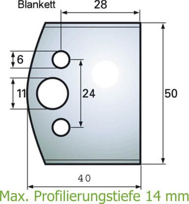 HS-Profilmesser P598, Blankett 28 x 50 x 4 mm