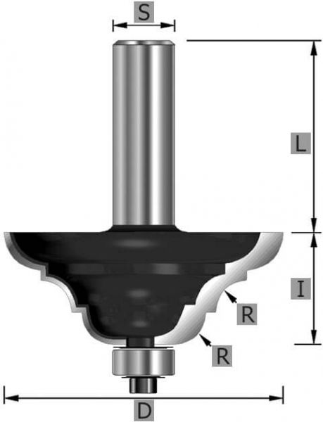 HW-Formfräser "C" Z2, mit Kugellager, S12 x 67 mm