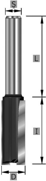 HW-HW-Nutfräser 1-schneidig Z2 S8 x 43 mm