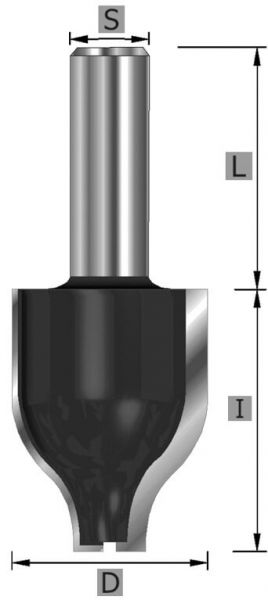 HW-Abplattfräser Z2 vertikal Typ "B", S12 x 82 mm