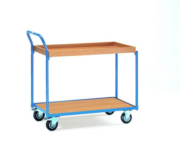 Tischwagen 3740, 2 Böden, 1 Boden mit hohem Rand, Fetra Logo