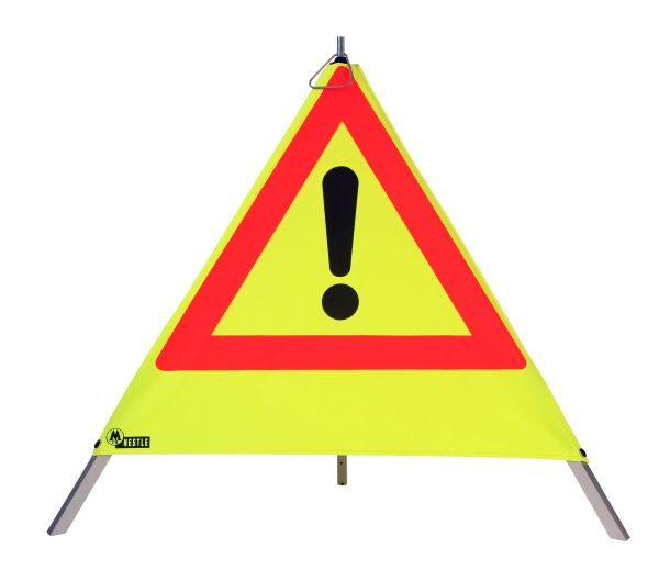 Warnpyramide schwer gelb 700 mm mit !-ZeichenWarnpyramide - Anwendung