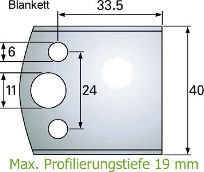 HS-Profilmesser P198, Blankett 33,5 x 40 x 4 mm