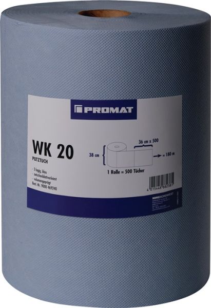 Putztuch WK 20 L380xB360ca.mm blau 2-lagig,volumen