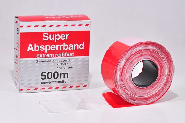 Absperrband rot/weiß 80 mm, 500 m
