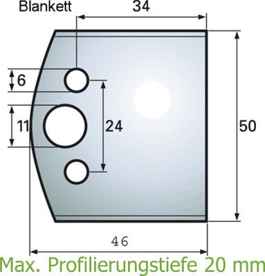 HS-Profilmesser P599, Blankett 34 x 50 x 4 mm